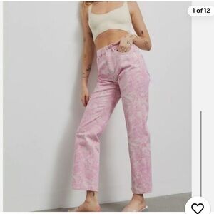 BDG High Waisted Cowboy Straight Leg Rigid Cotton Jeans Pink Rose